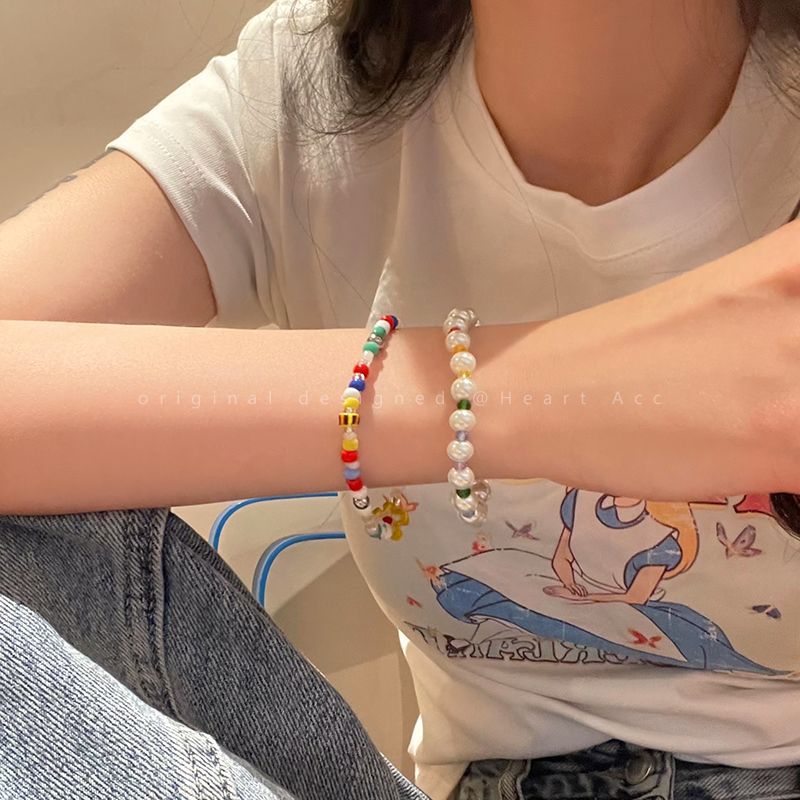 Pulsera de perla de flor de cristal de color al por mayor
